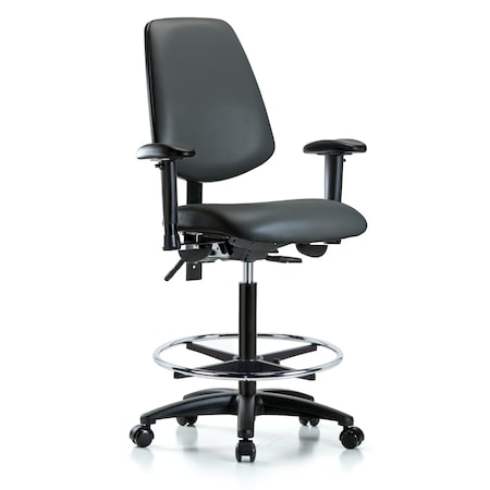 Blue Ridge Ergonomics Vinyl Chair, Vinyl, Adjustable Arms BR-VHBCH-MB-RG-T0-A1-CF-RC-8823