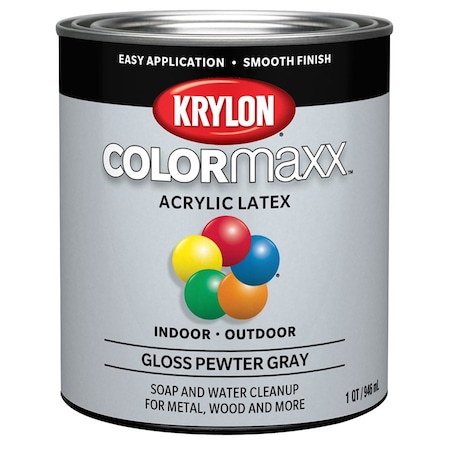 Colormaxx 1 Qt Krylon Pewter Grey Paint & Primer, Gloss K05644007
