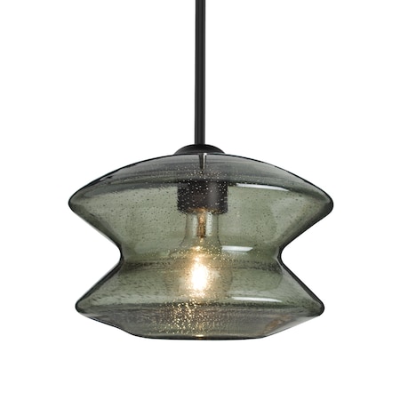 Besa Lighting Besa Zen Stem Pendant, Moss Bubble, Black Finish, 1x 60W MAX E26 Base 1TT-ZENMS-BK