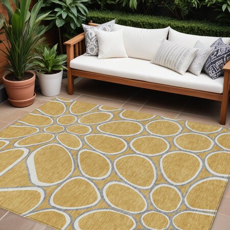 Homeroots 10' X 14' Gold Gray And Ivory Abstract Washable Indoor Outdoor Area Rug 600533