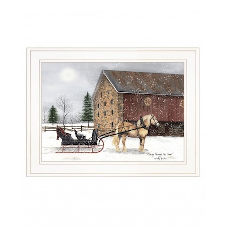 Homeroots Dashing Through The Snow 1 White Framed Print Wall Art 407539