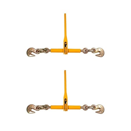 Mytee Products (2 Pack) 3/8in - 1/2in Chain Binder Ratchet Style - Yellow - 12000 lbs WLL, 2PK CBRS38-YLWx2