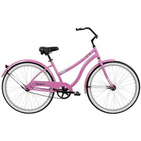 Huffy Cruiser Bicycle, Ladies, 12+, Aluminum Frame, Coaster Brake, 26 in Dia Wheel, Pink 66652