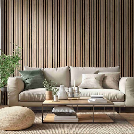Msi 9.5 x 120 3D Tawny Fluted Wood Slat Acoustic Sound Absorbing Wall Paneling, 4PK ZOR-MD-0643