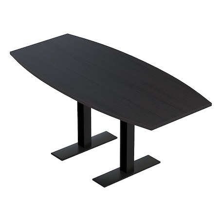 Skutchi Designs 6 Person Conference Table With Power Unit | 6' Boat Table | Harmony Series HAR-BOT-36X72-T.BK-U999ST19-NA