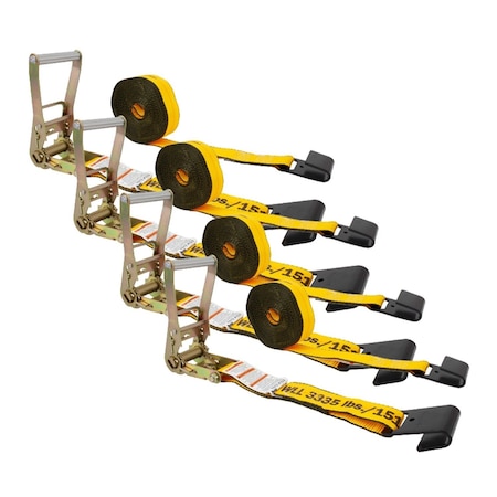 Mytee Products Kinedyne 2in x 27ft Ratchet Strap with Flat Hook, 4PK RS227Kx4