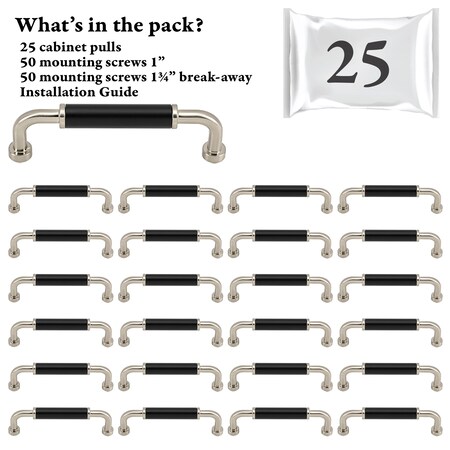 Designperfect 5 1/16'' Center-to-Center Barrel Pull, 25PK DPA25T964BLKSBN