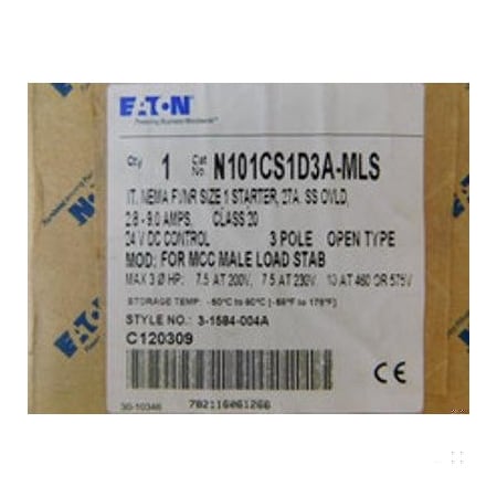 Eaton Non-Reversing Starters 3P 27A 24V N101CS1D3A-MLS