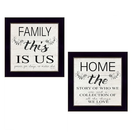 Homeroots Set Of Two Family 1 Black Framed Print Wall Art, 2PK 405971