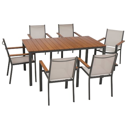 Outdoor Expressions Beige Grove 7-Piece Bamboo Top Patio Dining Set S01-A3540 Set