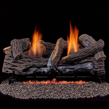 Duluth Forge Ventless Liquid Propane Gas Log Set - 24 in. Stacked Oak, 33,000 BTU, T-Stat Control DLS-L24T-2