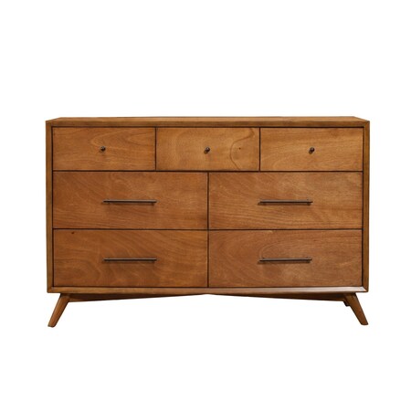 Homeroots 56" Brown Solid Wood Seven Drawer Double Dresser 524140