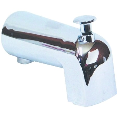 Us Hardware Bathtub Spout with Diverter, 1/2 in Connection, FNPT, Plastic, Chrome Plated P-520C