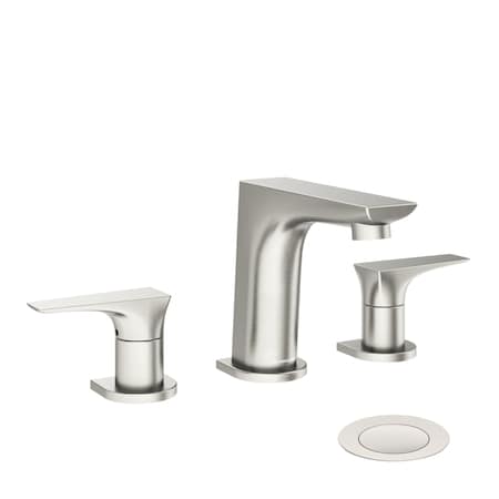 Symmons Verity Widespread Two Handle Bathroom Faucet with Push Pop Drain Assembly SLW4912STNPP