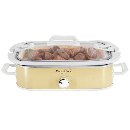 Megachef 3.5 Quart Casserole Slow Cooker with 3 Temperature Settings in Cream MGSL-5000-C