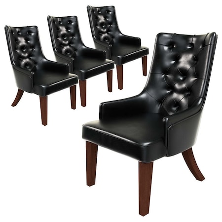 Leisuremod Spruce Collection Modern Wooden Dining Chair in Charcoal Grey, 4PK SC24CHR4