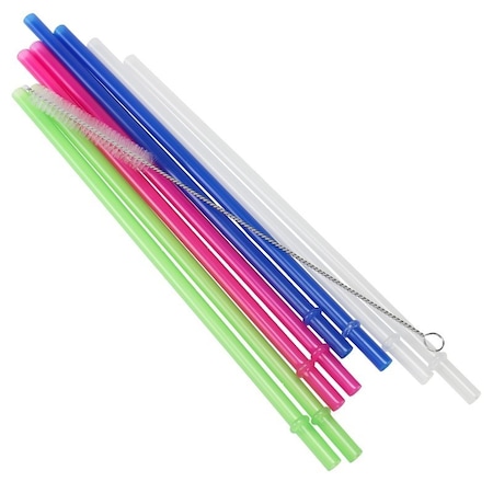 Chef Craft Straw Set, Plastic, Blue/Clear/Green/Pink 22035
