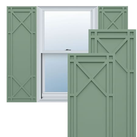 Ekena Millwork True Fit PVC Bungalow Fixed Mount Shutters, Track Green, 18W x 25H, PR TFP001BG18X025TG