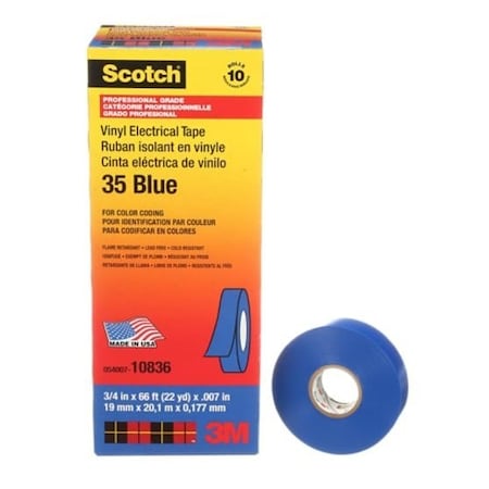 3M Scotch Vinyl Color Coding Ele, 10PK 35-BLUE-3/4X66FT
