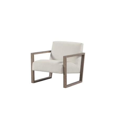 Homeroots 28" Off White and Ash Gray Fabric Lounge Chair 554193