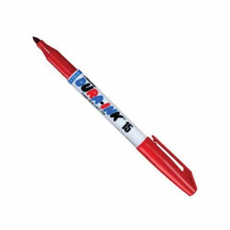 Markal Permanent Ink Marker, Wear Resistant, 1/16 in Fine Bullet Tip, Fiber Tip/Plastic Barrel, Red 96022