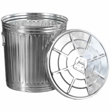 Gardenised 12 gal Round Outdoor Can, Silver, Galvanized Steel, 16 in QI004752