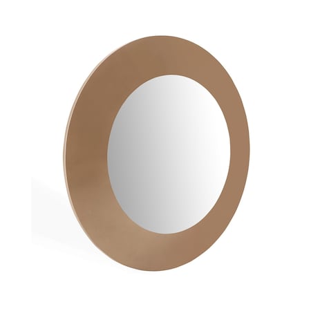 Homeroots 47" Gold Round Wood Framed Accent Mirror 372088