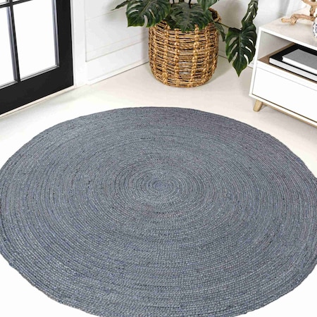 Jonathan Y Zara Braided Coastal Cottage Round Jute Blue 6 ft Round Area Rug RNF116C-6R