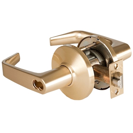 Best Grade 1 Storeroom Cylindrical Lock, 15 Lever, D Rose, SFIC Less Core, Satin Brass Finish, 4-7/8in A 9K37D15DS3606