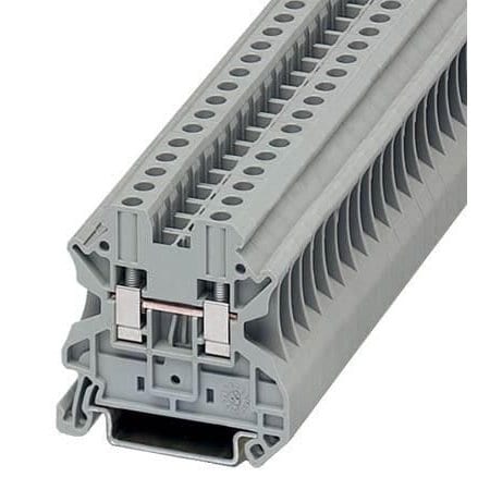 Omega Feed-Through Terminal Block, DIN Rail, Single Level, 20 A, 600 Vac, 26 AWG to 12 AWG, 5.2 mm (0.2 " XBUT25