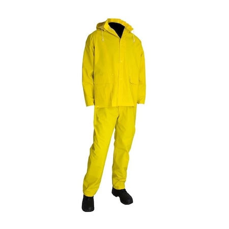 Xpose Safety Heavy Duty Yellow Rain Suit 3pc, 48in, PVC .35mm, Waterproof, Detachable Hood, 2XL YRS-2XL-X