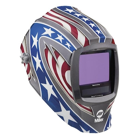 Miller Electric Welding Helmet, Blue/Gray/Red/White 296780