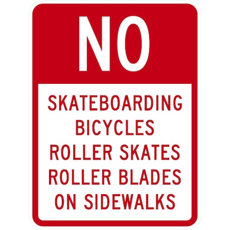 Lyle No Skateboarding Bicycles Roller Skates Roller Blades, 18x24, Non-Reflective, White G-11336-NA_18x24