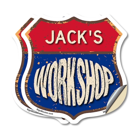 Signmission Jack's Workshop, 12 inch X 12 inch, Vinyl Decal, 2PK SHI-D-2PACK-12-489-JACK