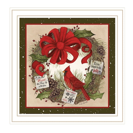 Homeroots Cardinal Wreath White Framed Wall Art 572022