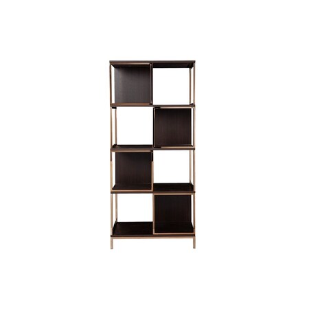 Homeroots 72" Brown Manufactured Wood Geometric Four Tier Etagere Bookcase 490163