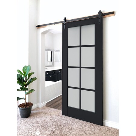 Sartodoors Sturdy Barn Door Frosted Glass 36x84 Solid Core Modern Interior VEREGIO7412BD-B-ANT-3684
