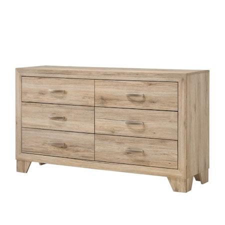 Homeroots 59" Natural Brown Manufactured Wood Six Drawer Double Dresser 486515