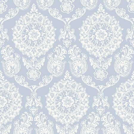 Chesapeake Helm Damask Light Blue Floral Medallion Wallpaper 4071-71019