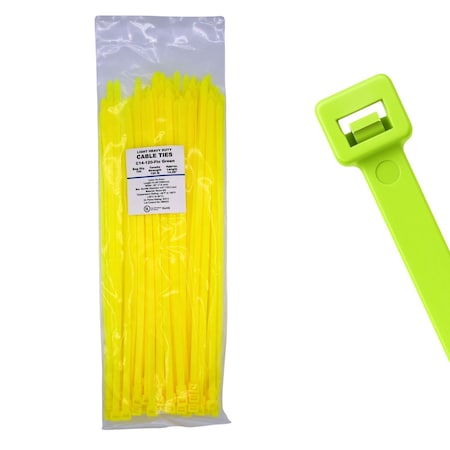 Cable Ties Unlimited Cable Tie, 14 in L, 120 lb Strength, 4 in Max Bundle Dia, Nylon 6/6, Fluorescent Green 100PK C14-120-Flo Green