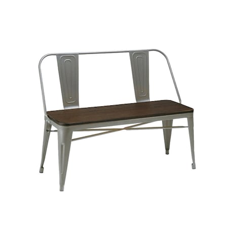 Homeroots 40in Brown and Gray Metal And Solid Wood Dining Bench 553871