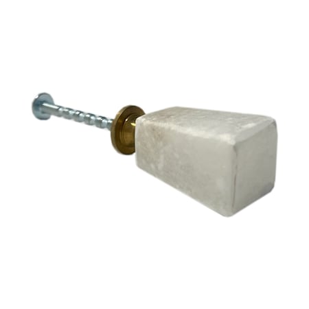 Homeroots Set of Six White Cylindrical Knob Stone Drawer Pull Knobs, 6PK 635783