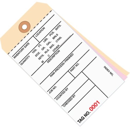 Partners Brand Inventory Tag, 6 1/4x3 1/8", PK500, 10 Point Cardstock, 6 1/4" W, White/Manila, 500 PK G16091