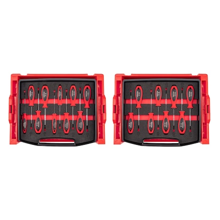 Tekton 18pc Ph/Sl/Torx/Sq Screwdriver Set w/Drawer and Rack, 4in Shanks, 0-#3 3-8 mm, T10-T30, 1-#2 DWZ90602