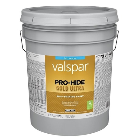 Valspar Pro-Hide Gold Ultra 6100 Latex Paint, Acrylic Base, Flat, Tint White, 5 gal 028.0061003.008