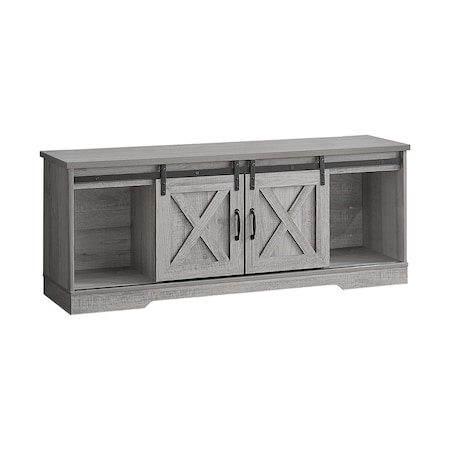 Homeroots 59in Gray Cabinet Enclosed Storage TV Stand 490376