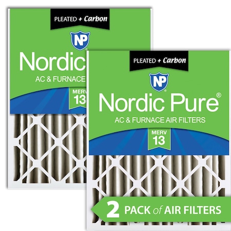 Nordic Pure 12x24x4 Plus Carbon Pleated Air Filter, High Capacity, MERV 13, 2 PK 12x24x4M13+C-2