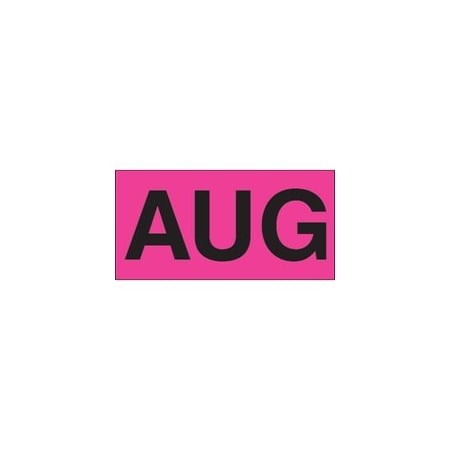 Bubblefast 3 x 6'' - ''AUG'' Fluorescent Pink Months of the Year Labels BFDL6842