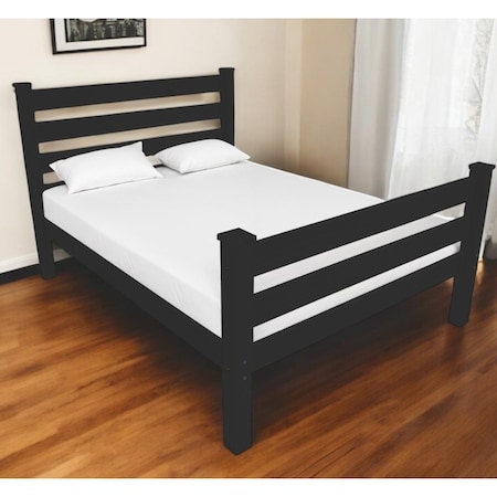 Homeroots Black Solid Wood Full Bed Frame 546948