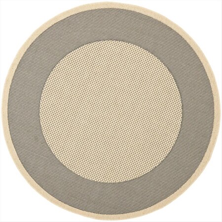 Safavieh 6 ft. -7 in. x 6 ft. -7 in. Round Indoor-Outdoor Courtyard- Grey and Cream- Machine Made Rug CY7987-65A5-7R